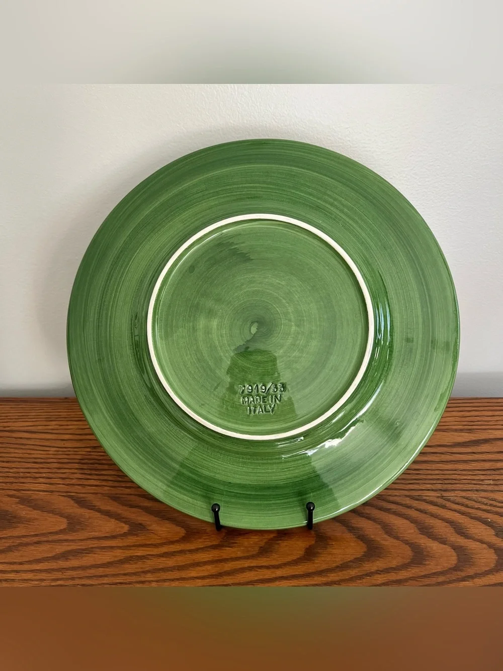 Vintage Vietri Green Hand-Glazed Ceramic Chop Plate or Service Plate 13